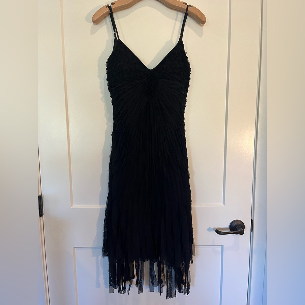 Lotus black spaghetti straps lace whimsigoth fairycore ethereal vamp dress Sz 10